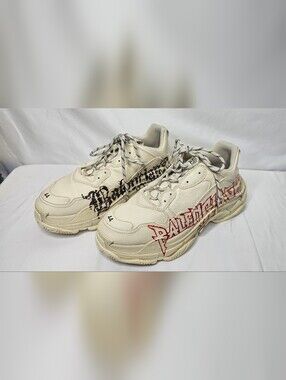 Balenciaga Triple S Graffiti Sneakers Beige Cream Men’s 44 US 11 DIY Logo Art